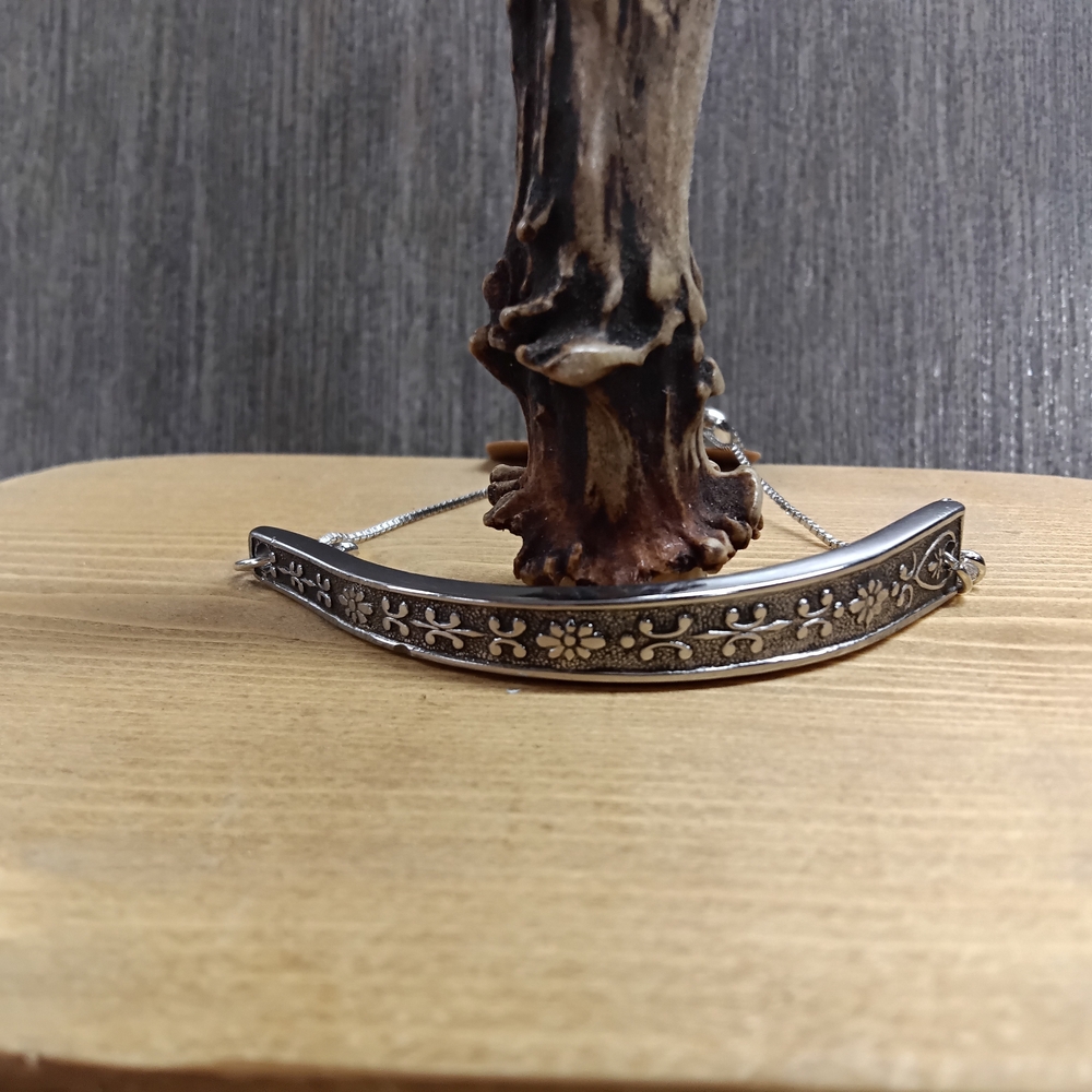 Silver Floral Patterned Bracelet - image 1